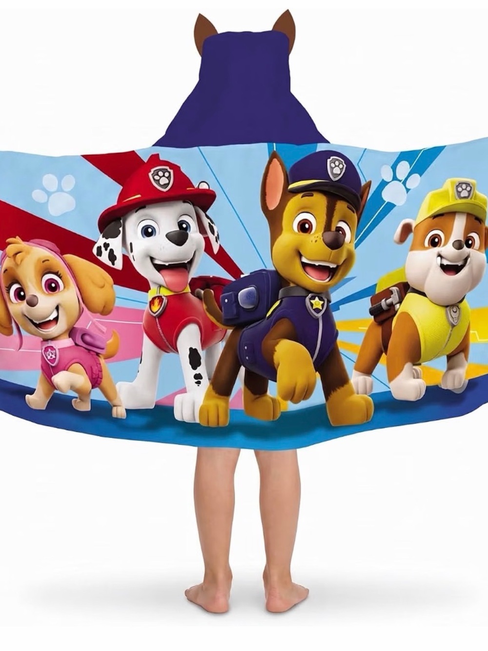 Paw Patrol Hooded Kids Beach Towel - Blue, Red, Yellow, Pink